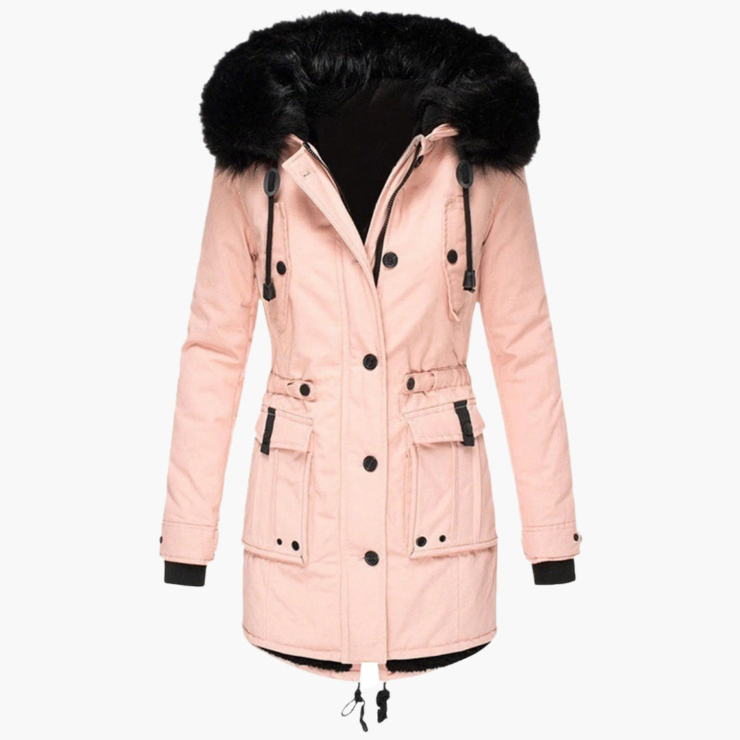 Parka med Hætte og Pelskant til Kvinder