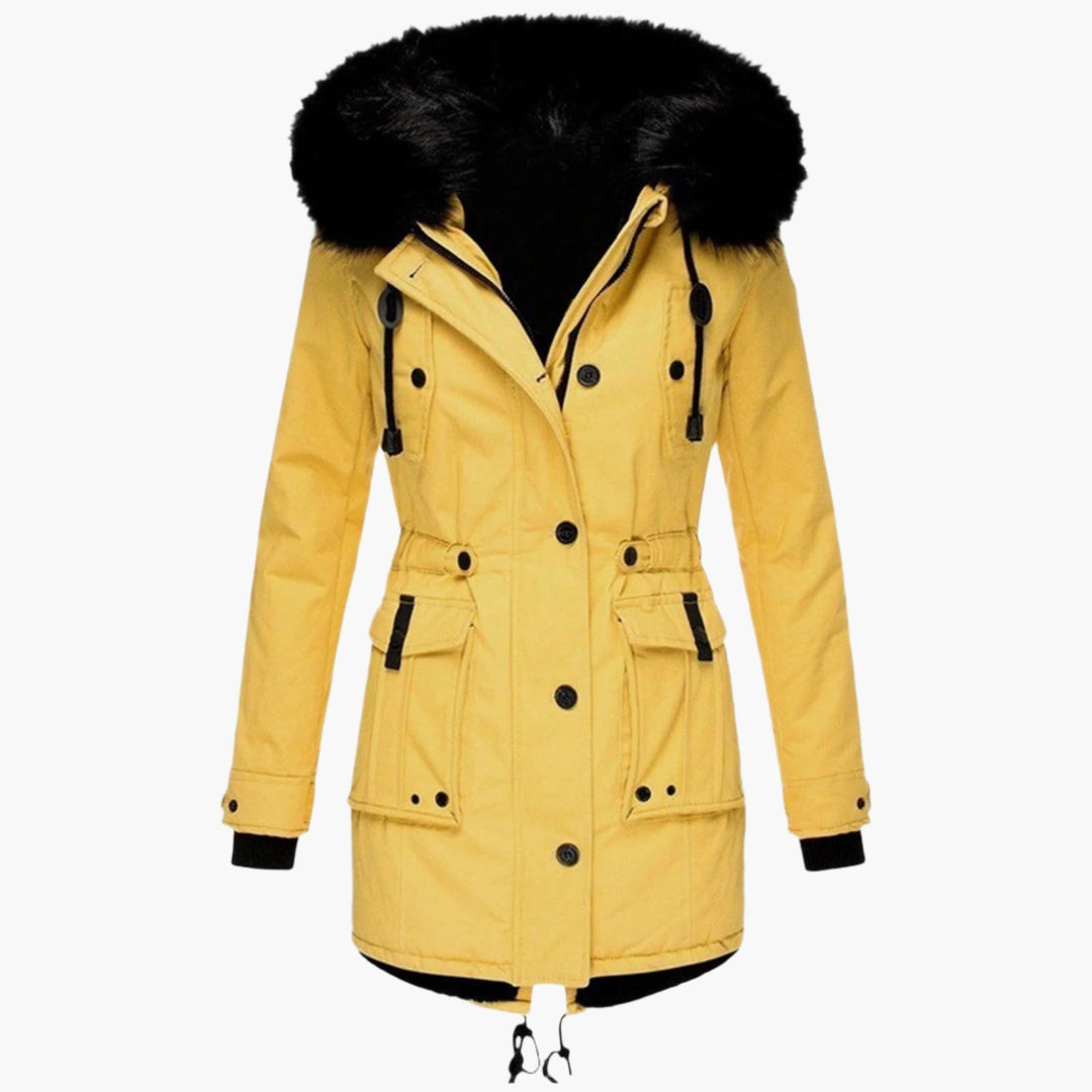 Parka med Hætte og Pelskant til Kvinder