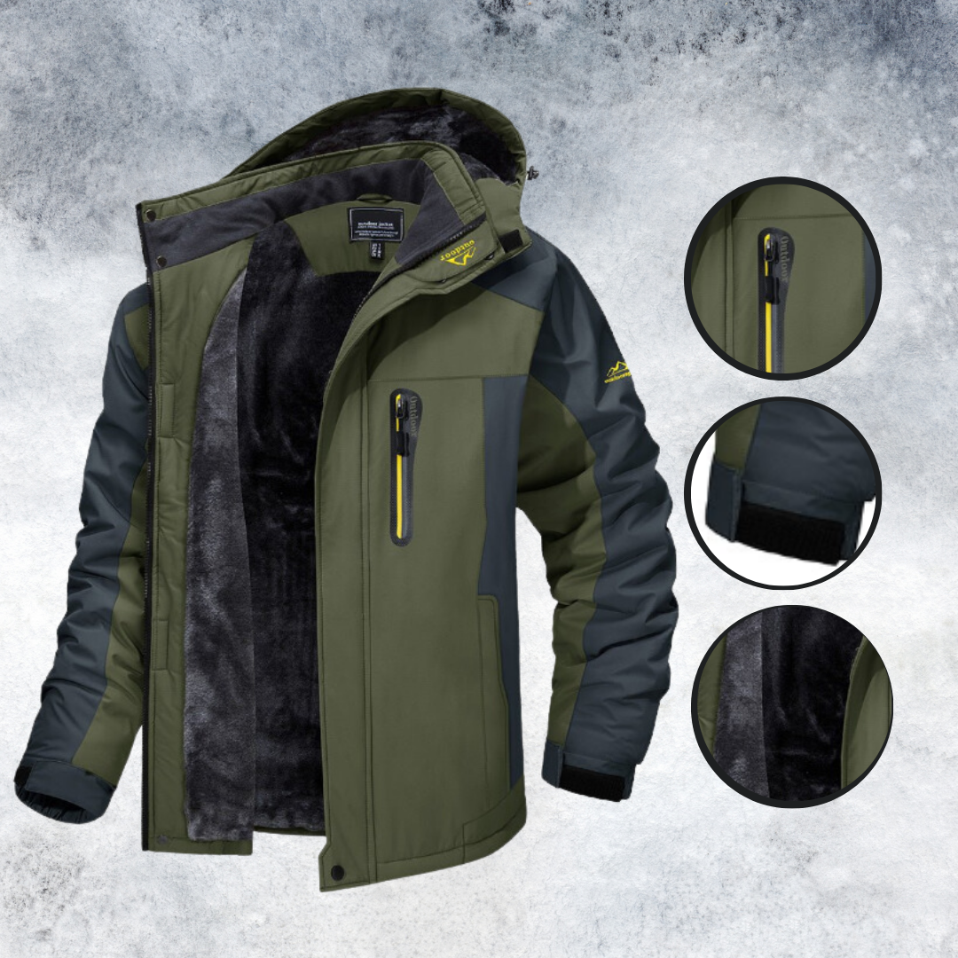 Lined winter jacket with hood for men