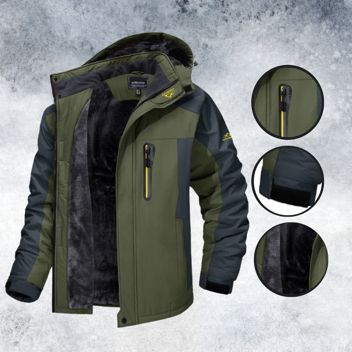 Lined winter jacket with hood for men