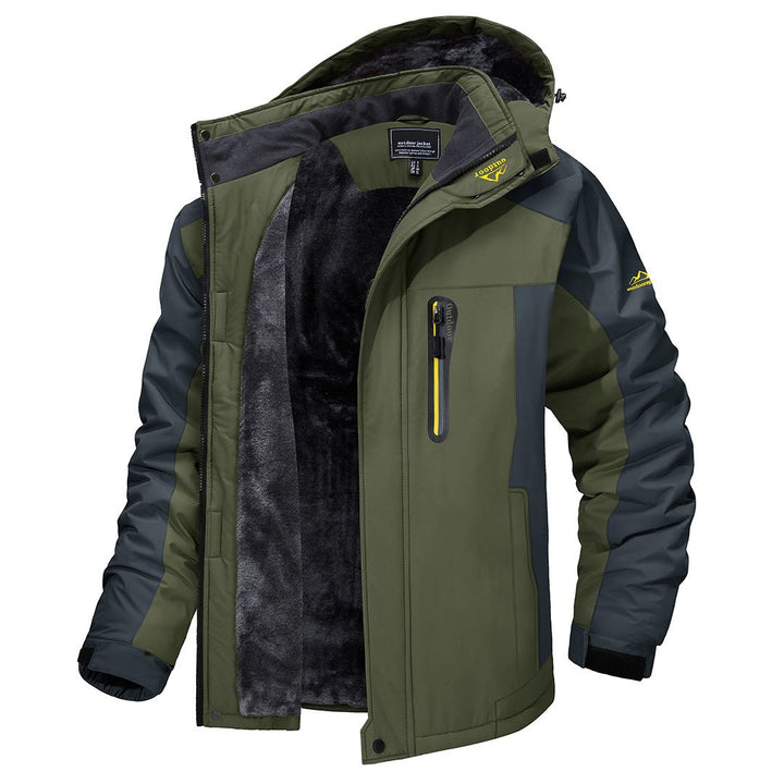 Lined winter jacket with hood for men