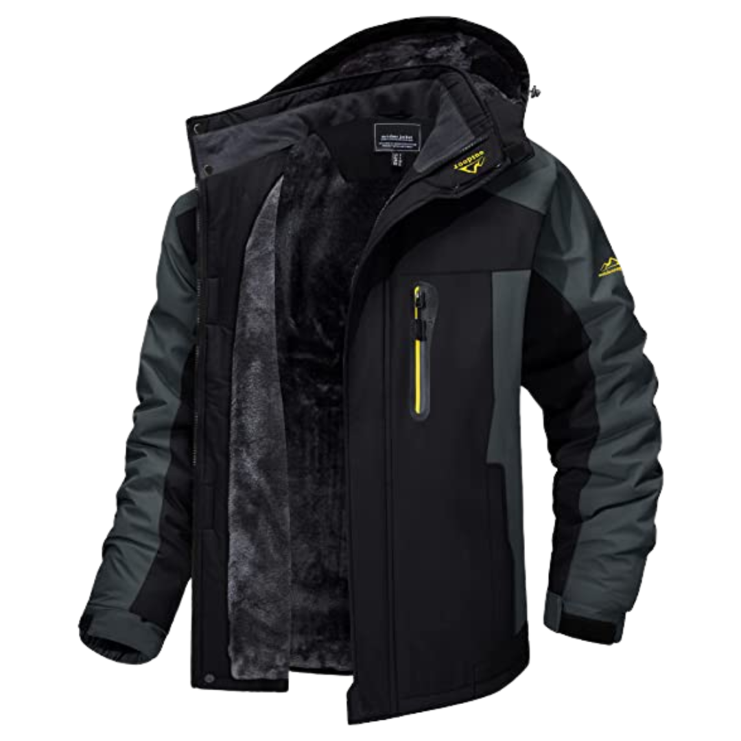 Lined winter jacket with hood for men
