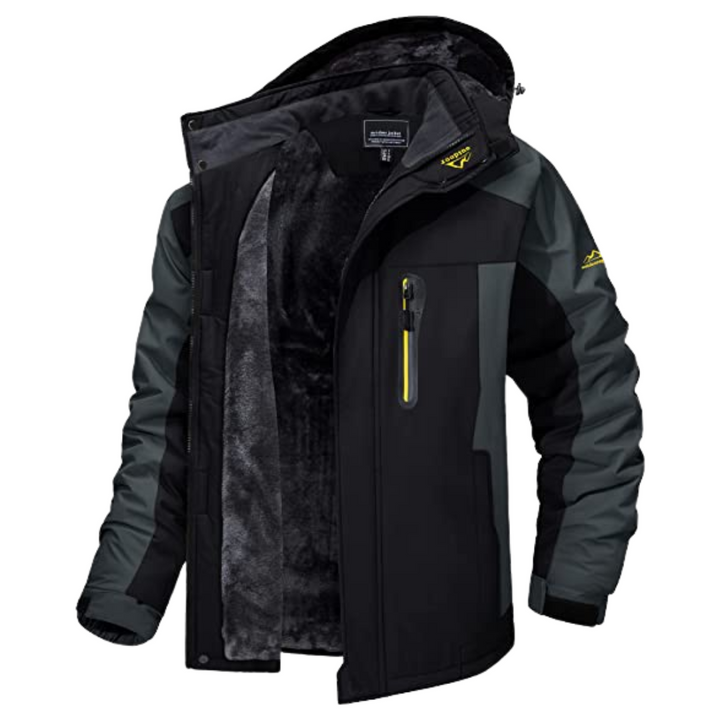 Lined winter jacket with hood for men
