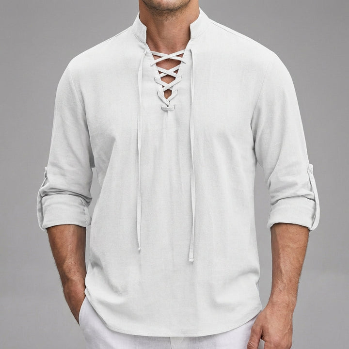 Men's long-sleeved Henley shirt