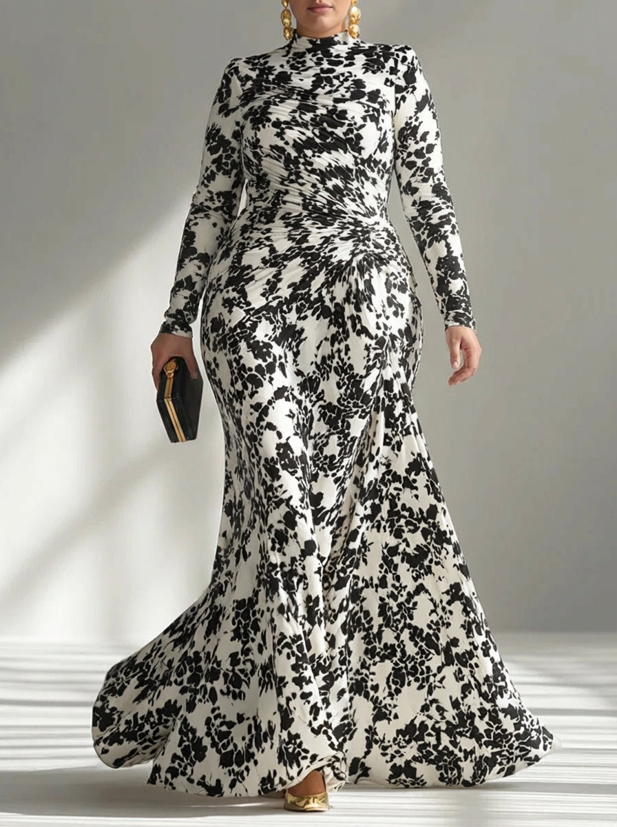 Patterned wrap dress for women