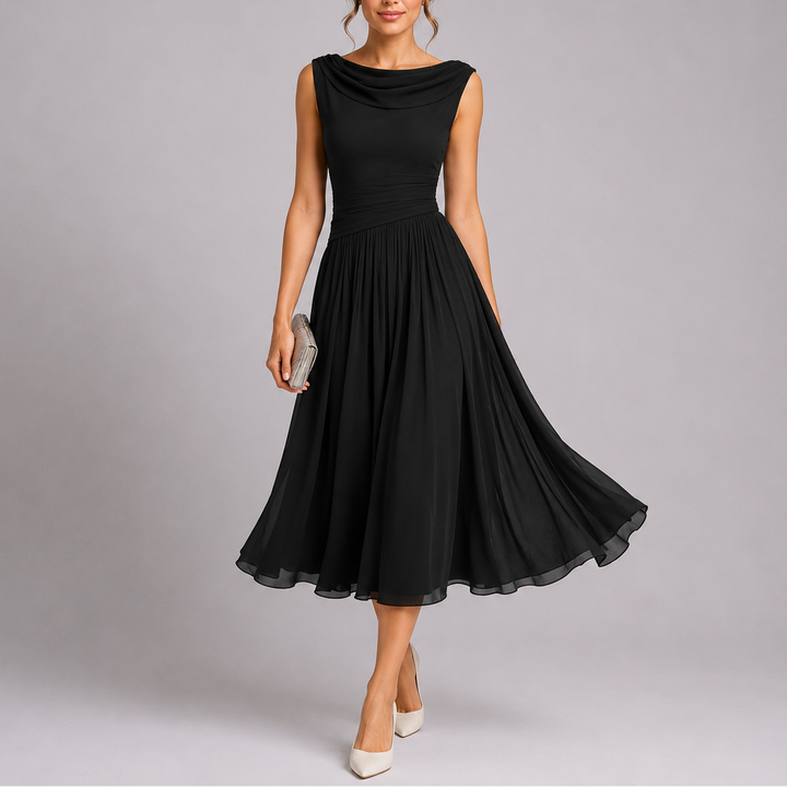 Elegant pleated midi dress for women