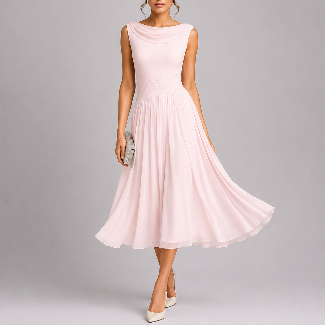 Elegant pleated midi dress for women