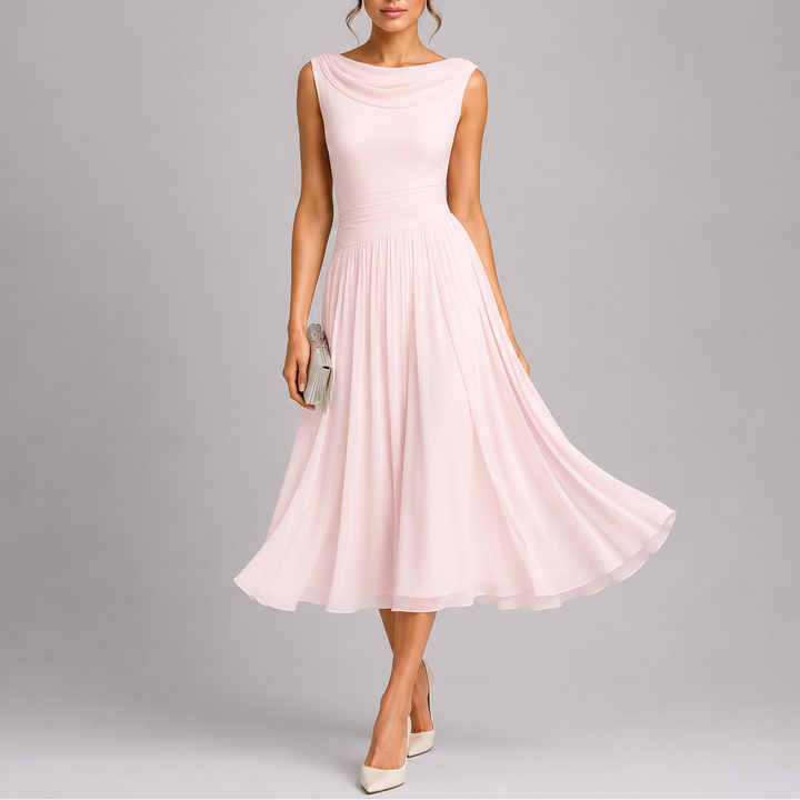 Elegant pleated midi dress for women
