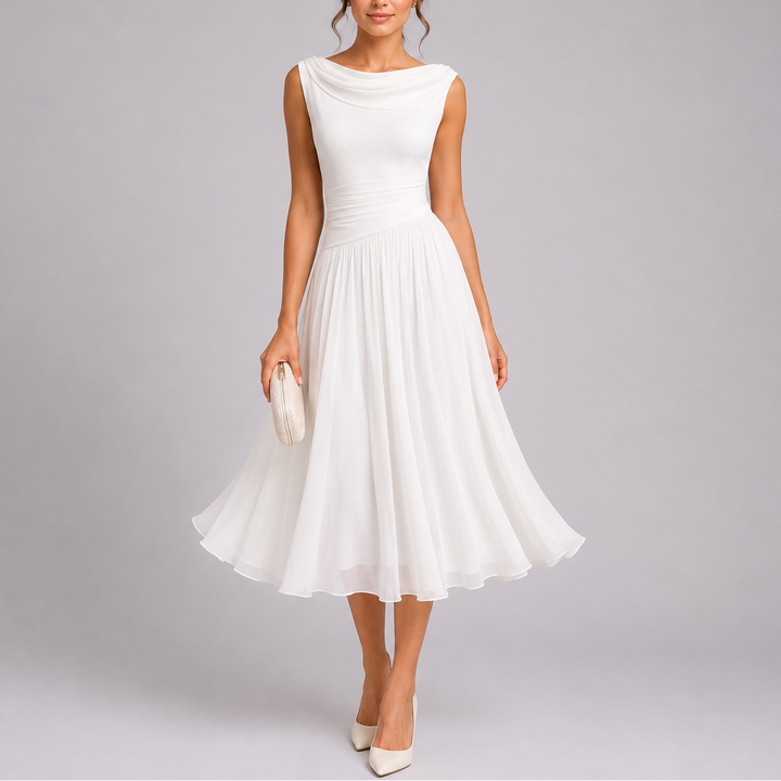 Elegant pleated midi dress for women