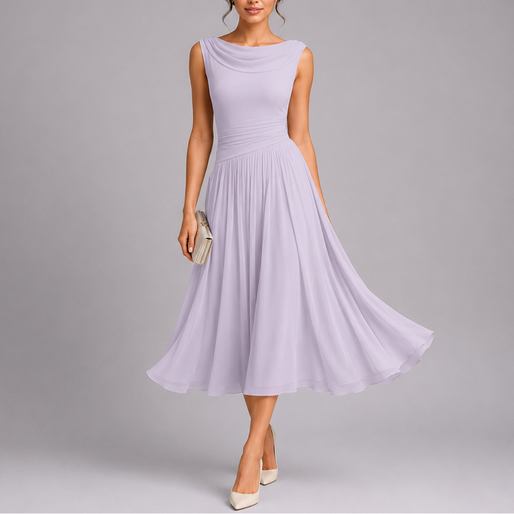 Elegant pleated midi dress for women