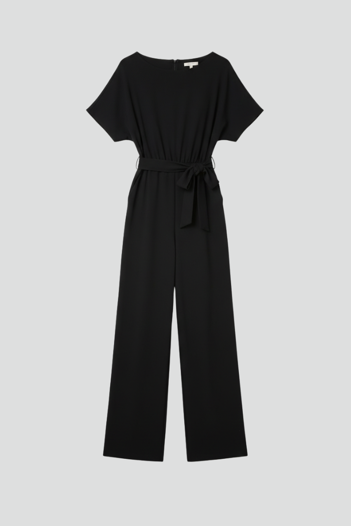 Klassisk jumpsuit med bælte og vide ben til kvinder