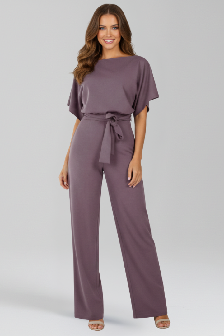 Klassisk jumpsuit med bælte og vide ben til kvinder