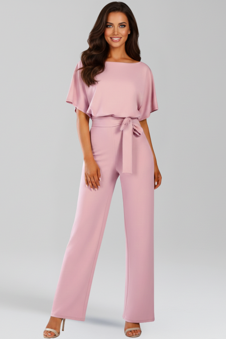 Klassisk jumpsuit med bælte og vide ben til kvinder