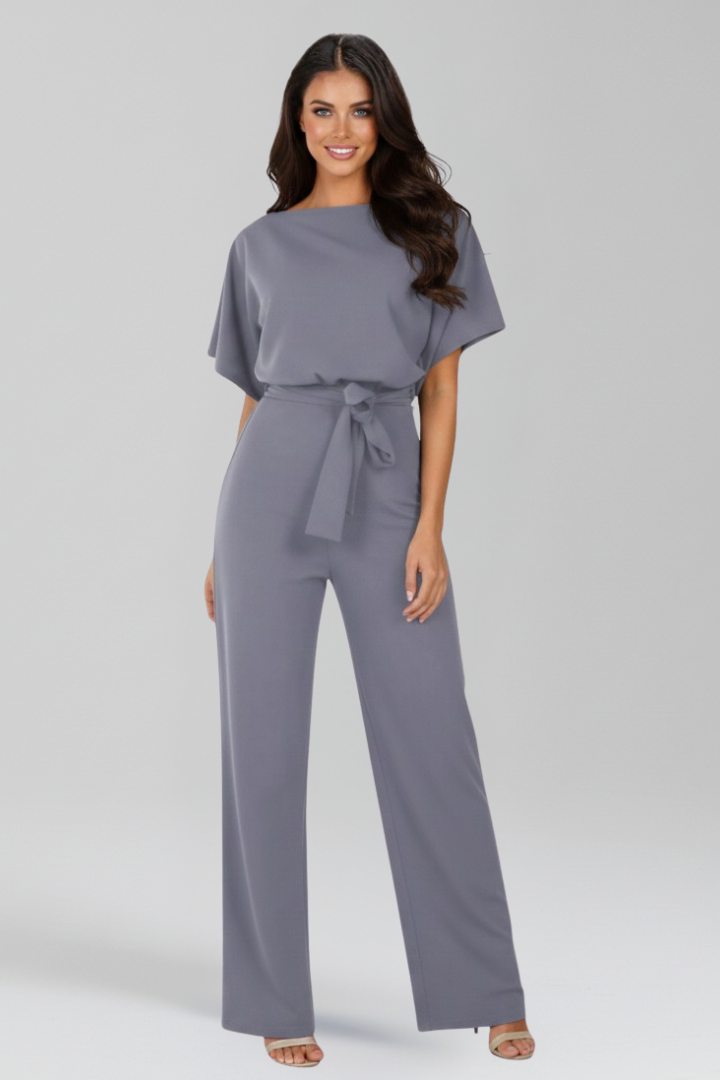 Klassisk jumpsuit med bælte og vide ben til kvinder