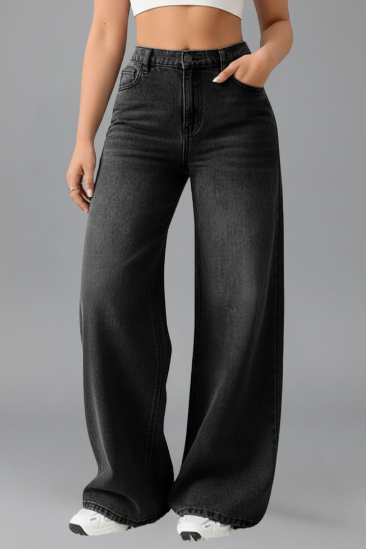 Højtaljede jeans i denim