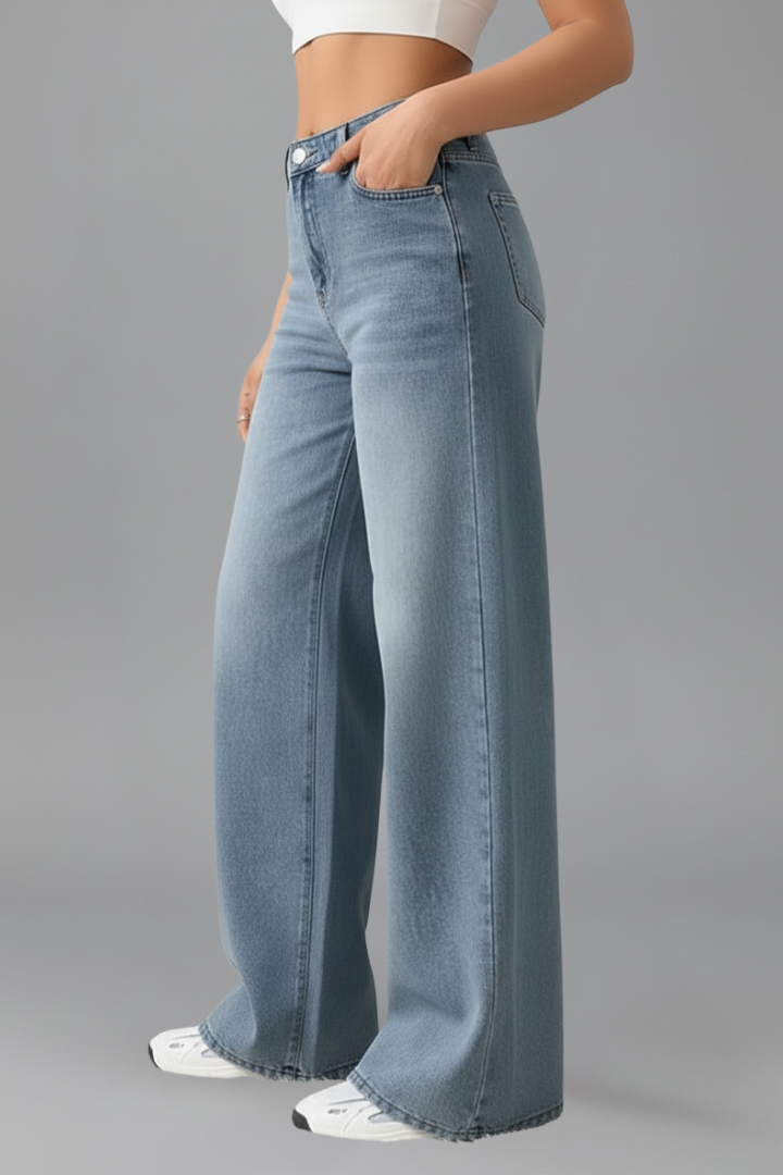 Højtaljede jeans i denim