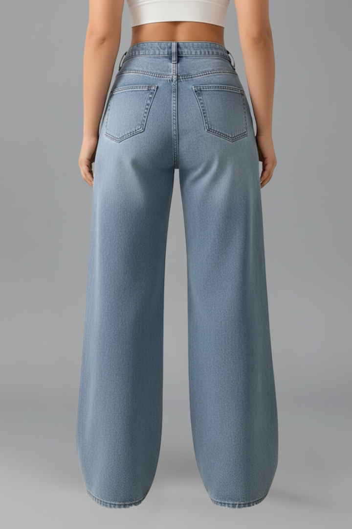 Højtaljede jeans i denim
