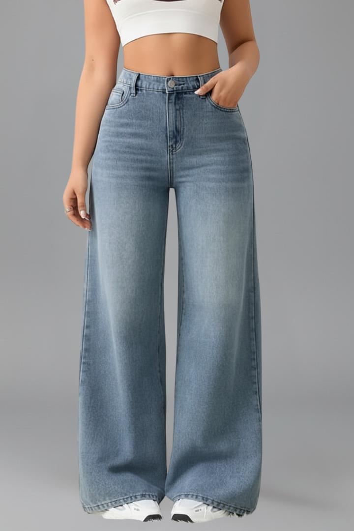 Højtaljede jeans i denim