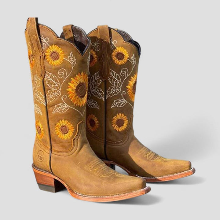 Cowboy Støvler Med Solsikkebroderi