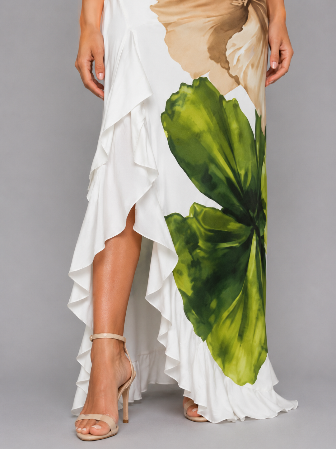 One-Shoulder Maxi Dress with Ruffles for Women
