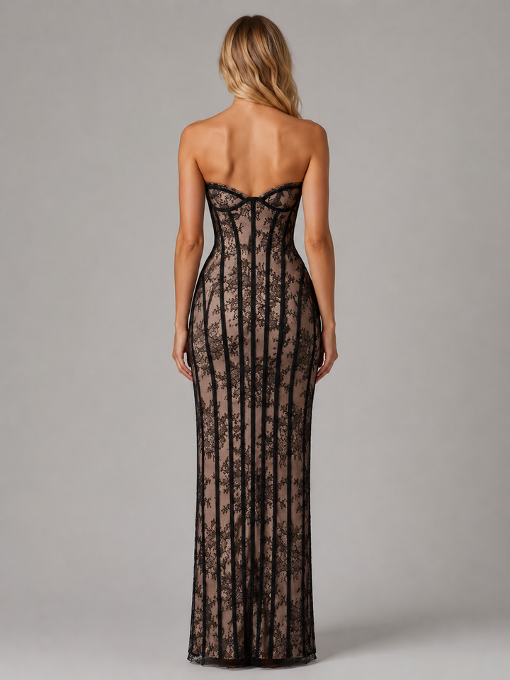 Strapless Lace Maxi Dress for Women