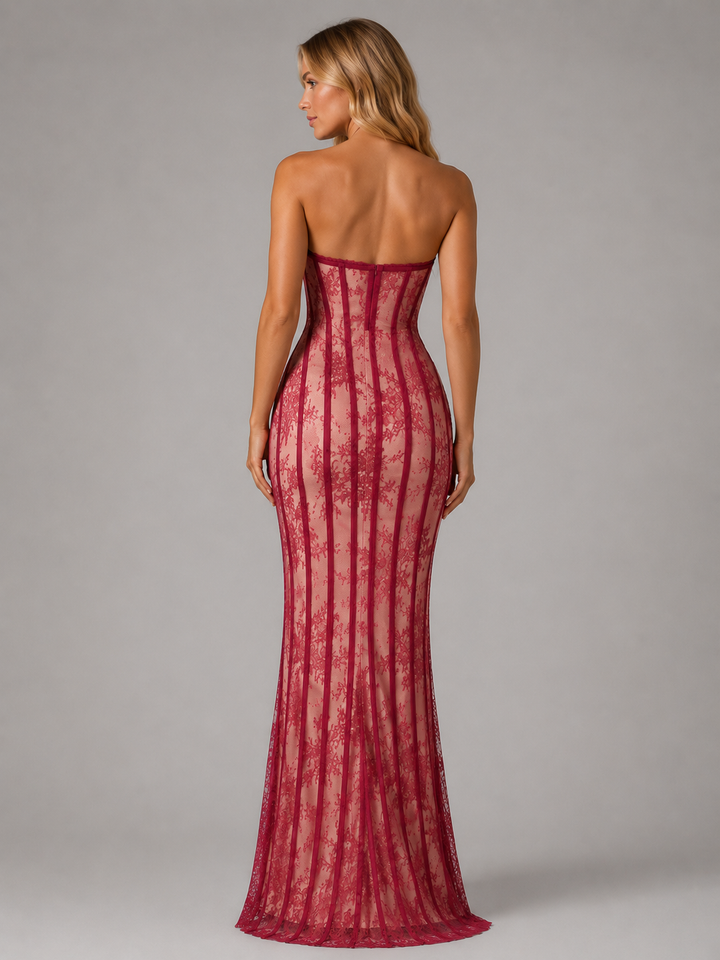 Strapless Lace Maxi Dress for Women