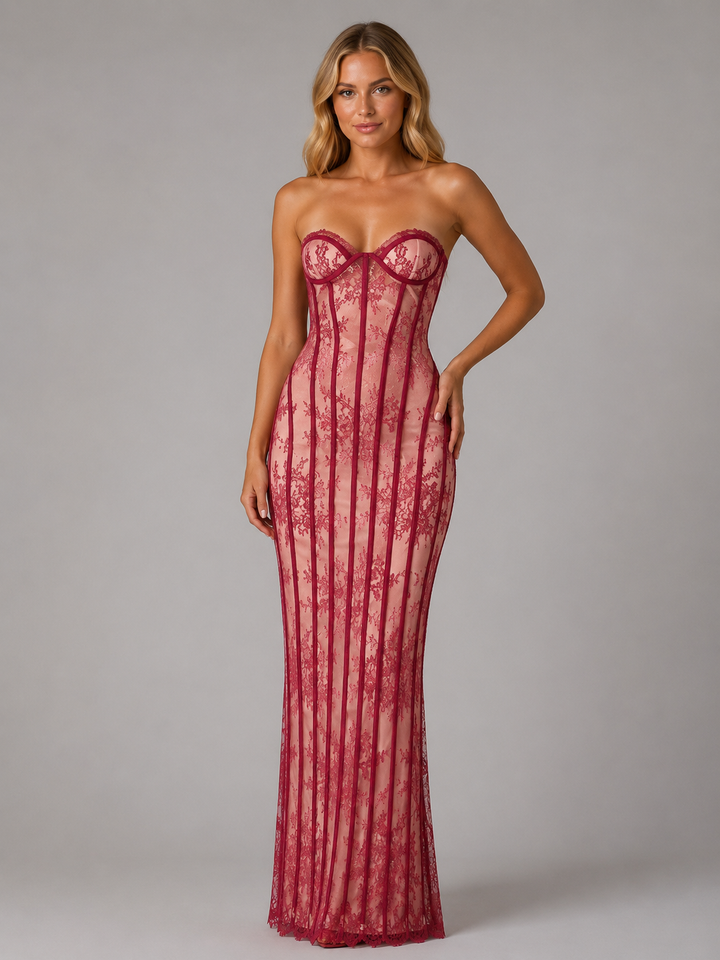 Strapless Lace Maxi Dress for Women