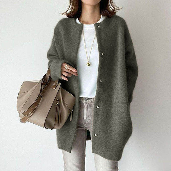 Long Cardigan with Button Closure for Women