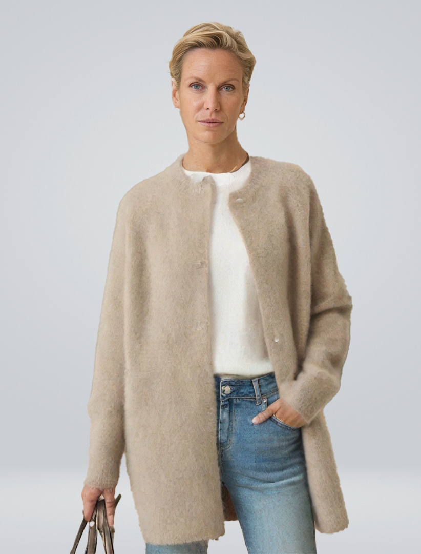 Long Cardigan with Button Closure for Women