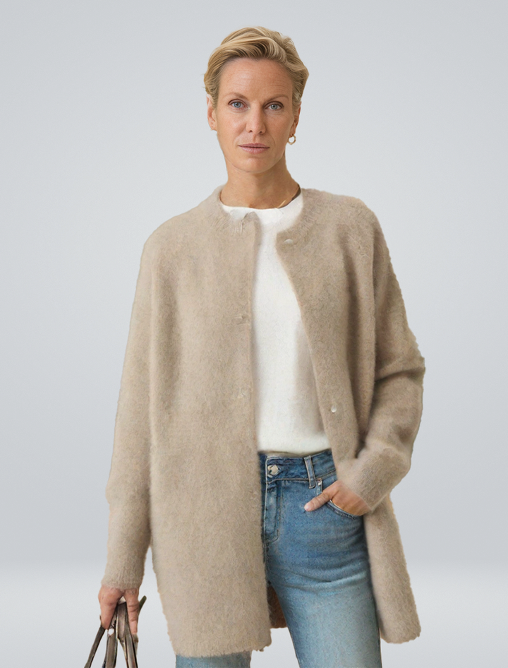 Long Cardigan with Button Closure for Women
