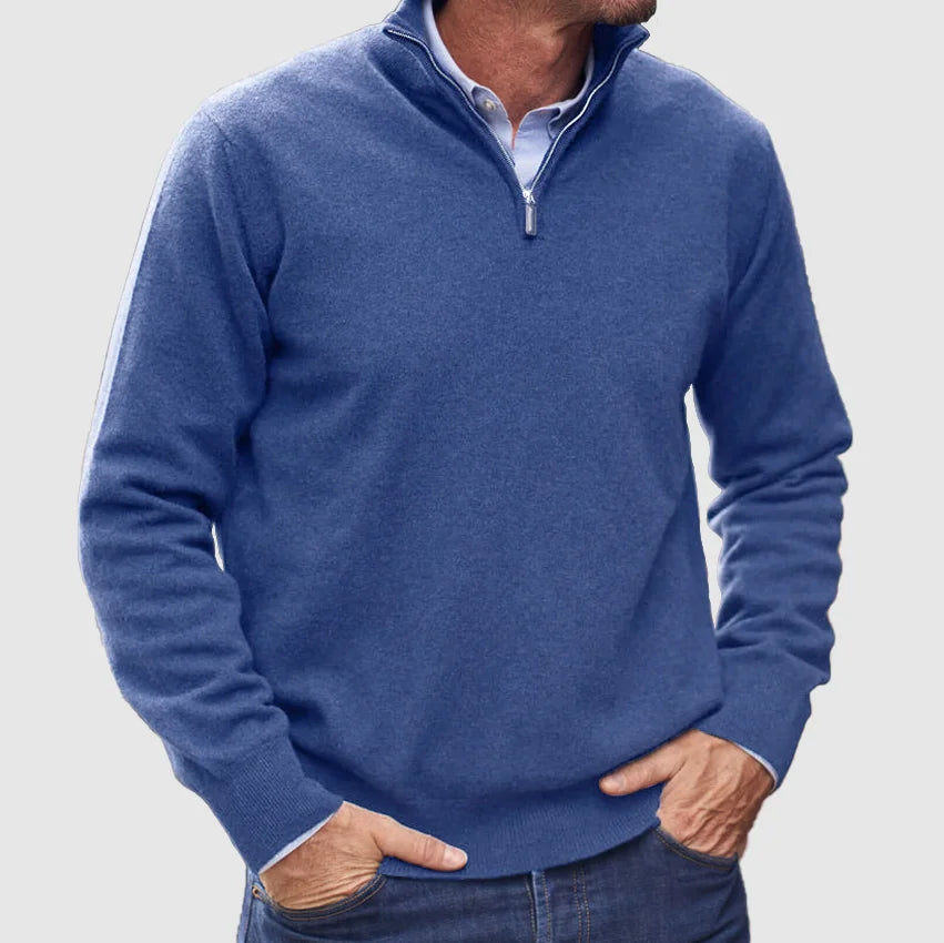 Quarter-zip knitted sweater for men