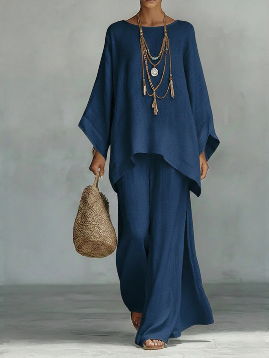 Two-Piece Set with Loose Top and Pants for Women