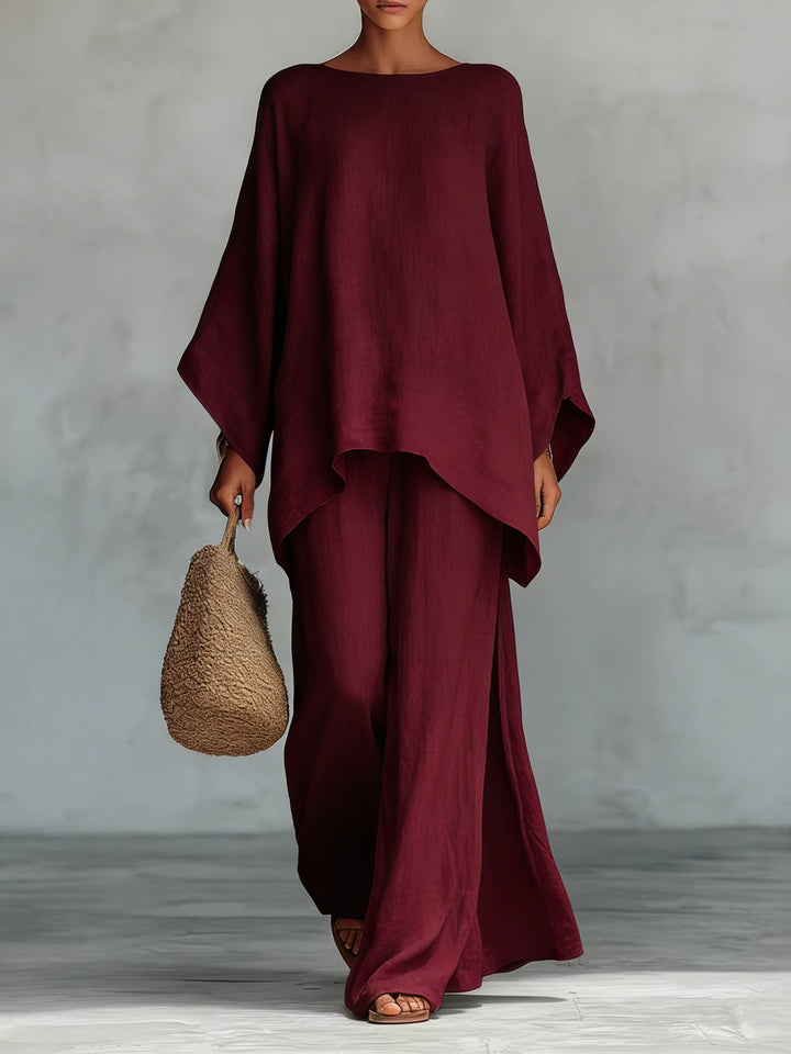 Two-Piece Set with Loose Top and Pants for Women