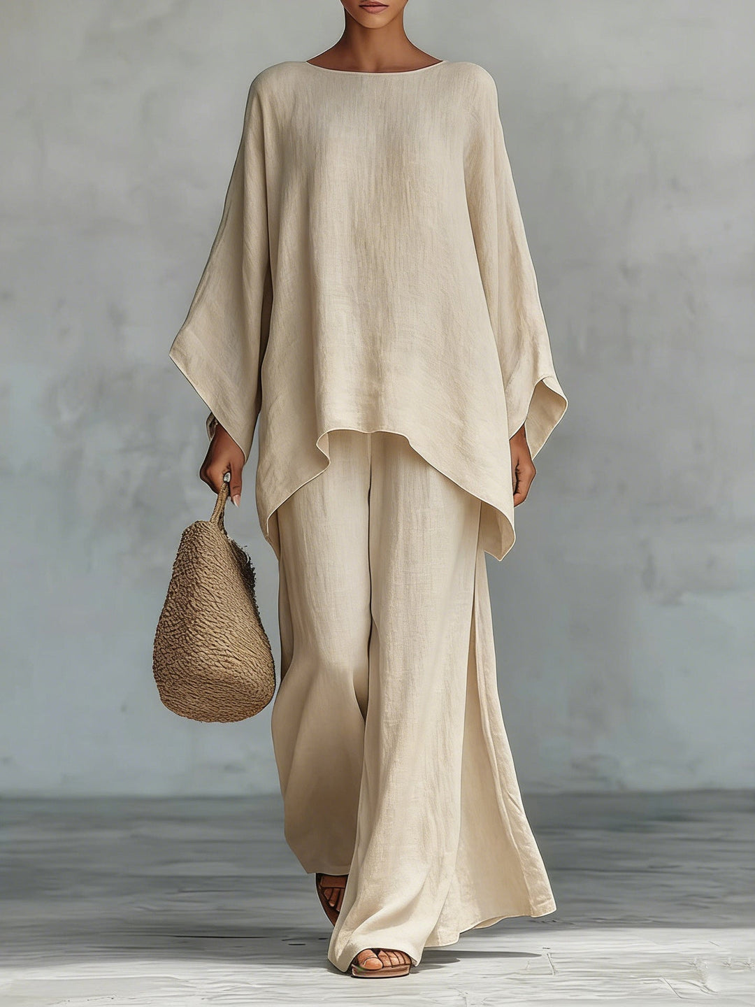 Two-Piece Set with Loose Top and Pants for Women
