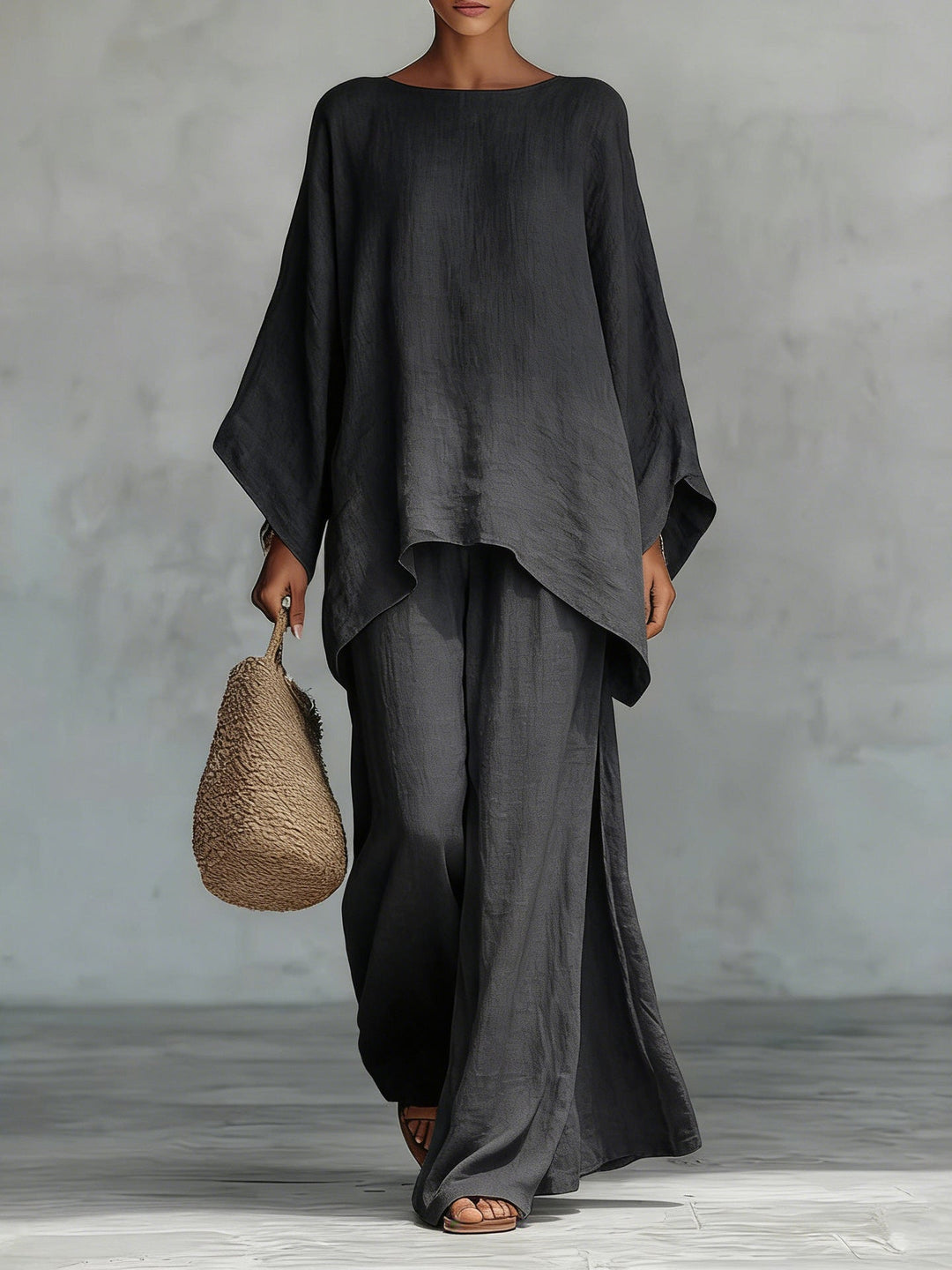 Two-Piece Set with Loose Top and Pants for Women