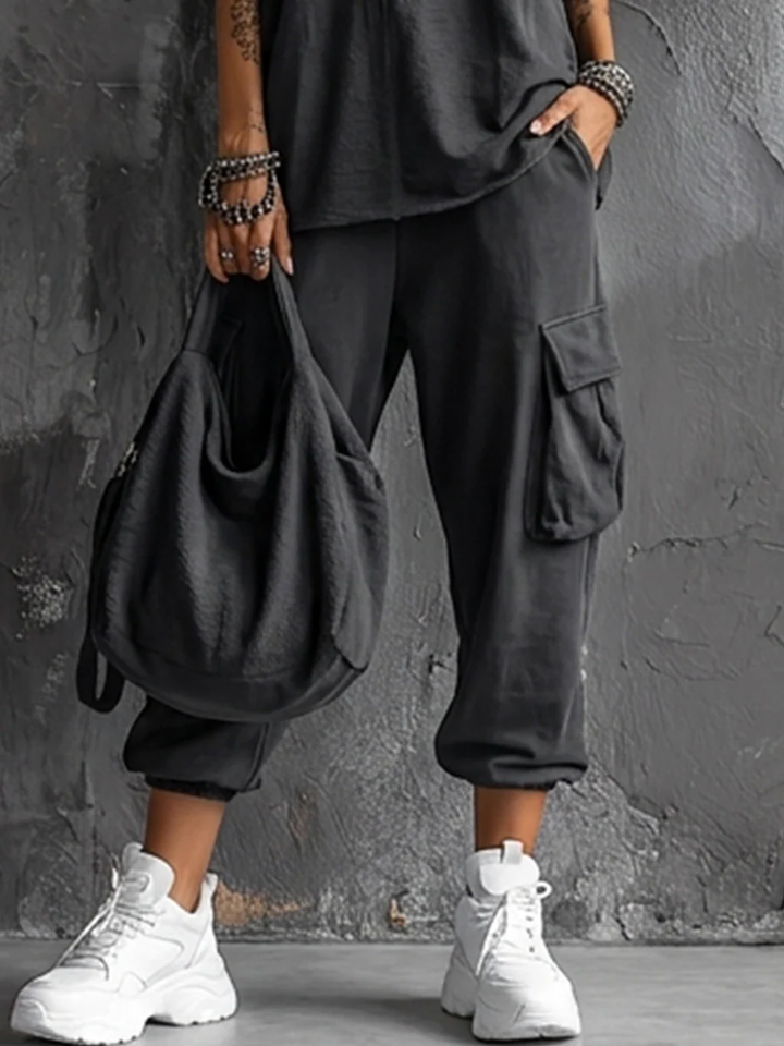 Casual Set with Vest and Cargo Joggers for Women