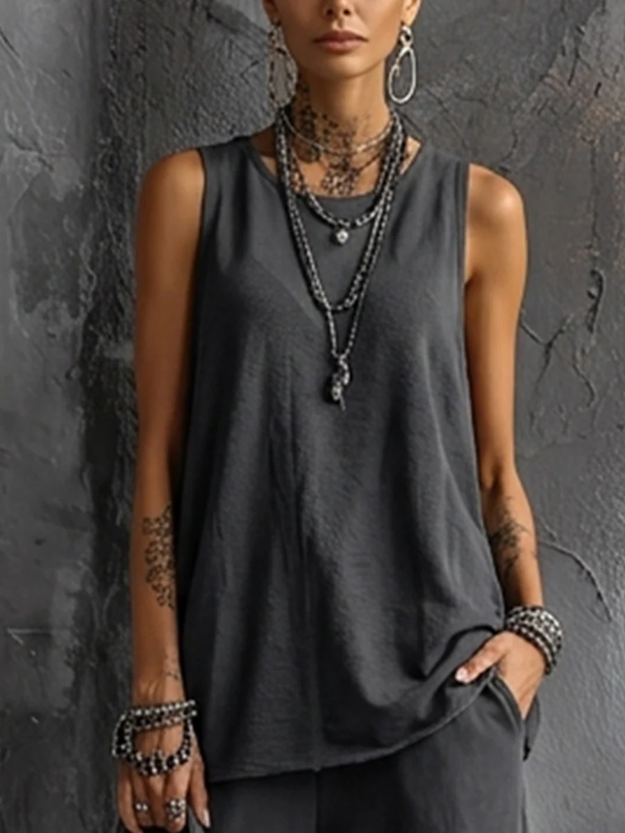 Casual Set with Vest and Cargo Joggers for Women