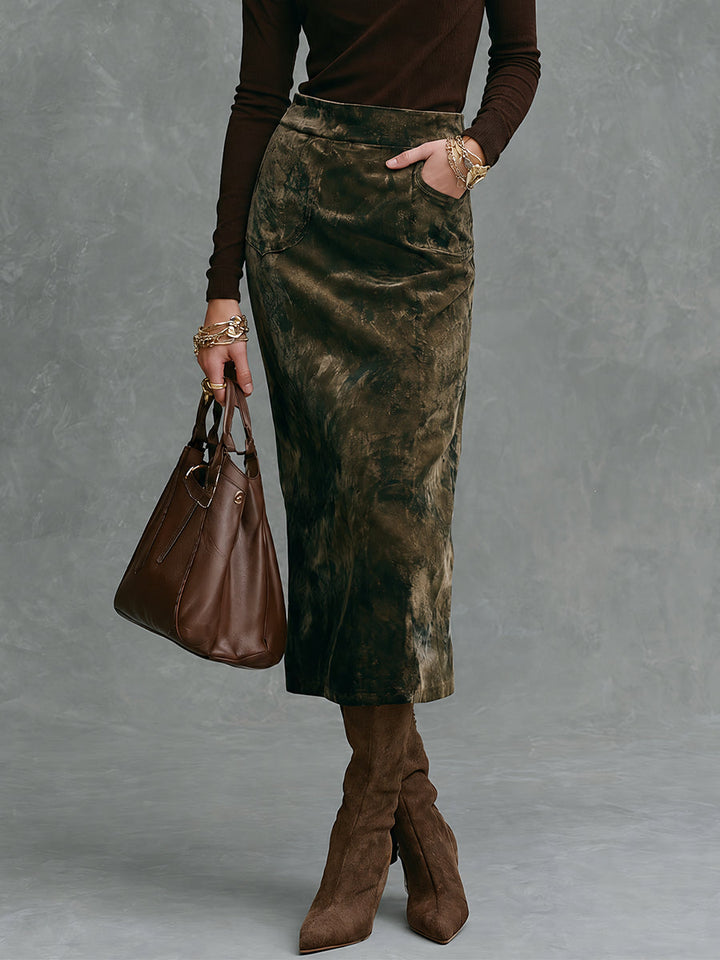 Women's Turtleneck Top and Midi Skirt Set