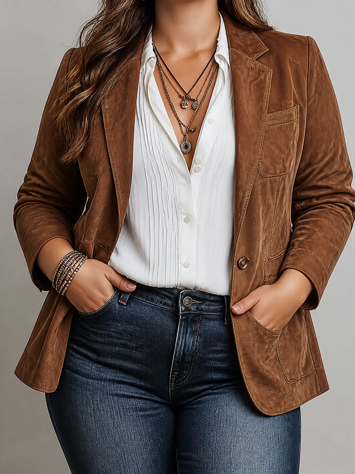 Women's blazer with a notched lapel and contrast stitching