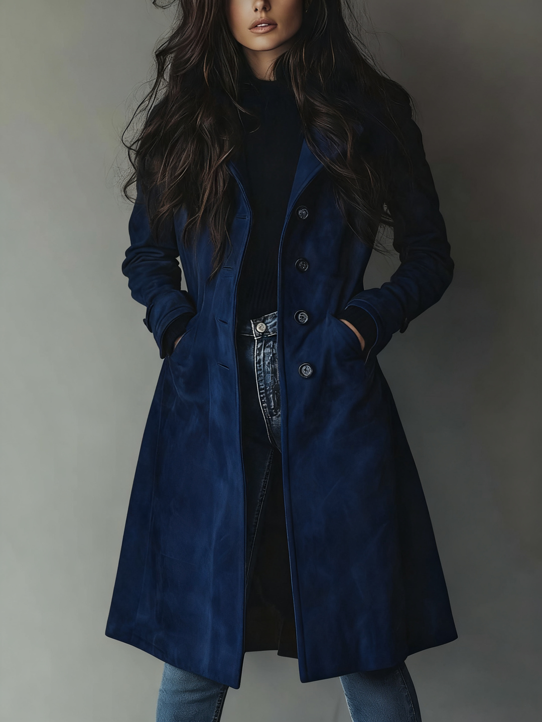 Trench coat with a suede look for women
