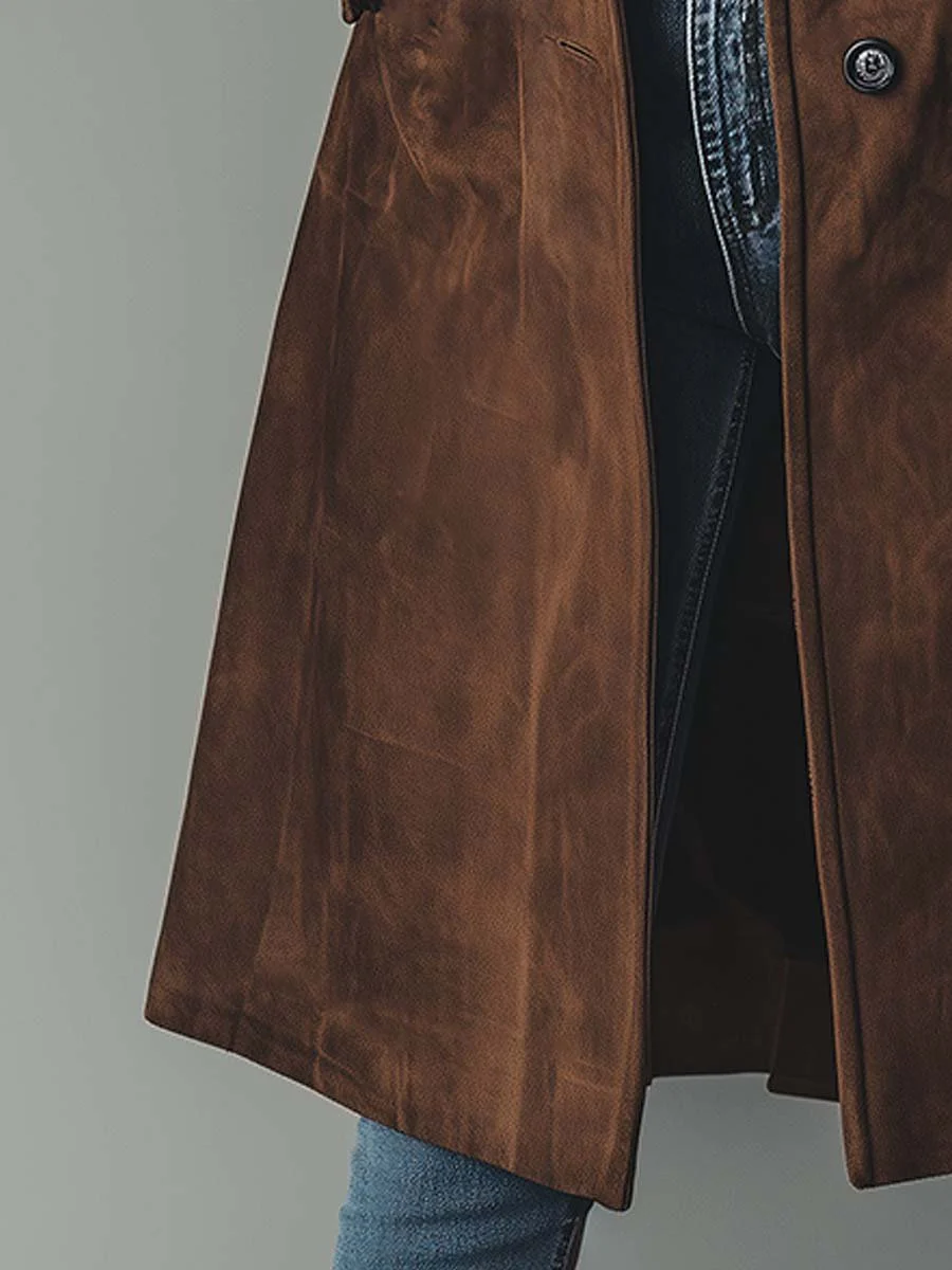 Trench coat with a suede look for women