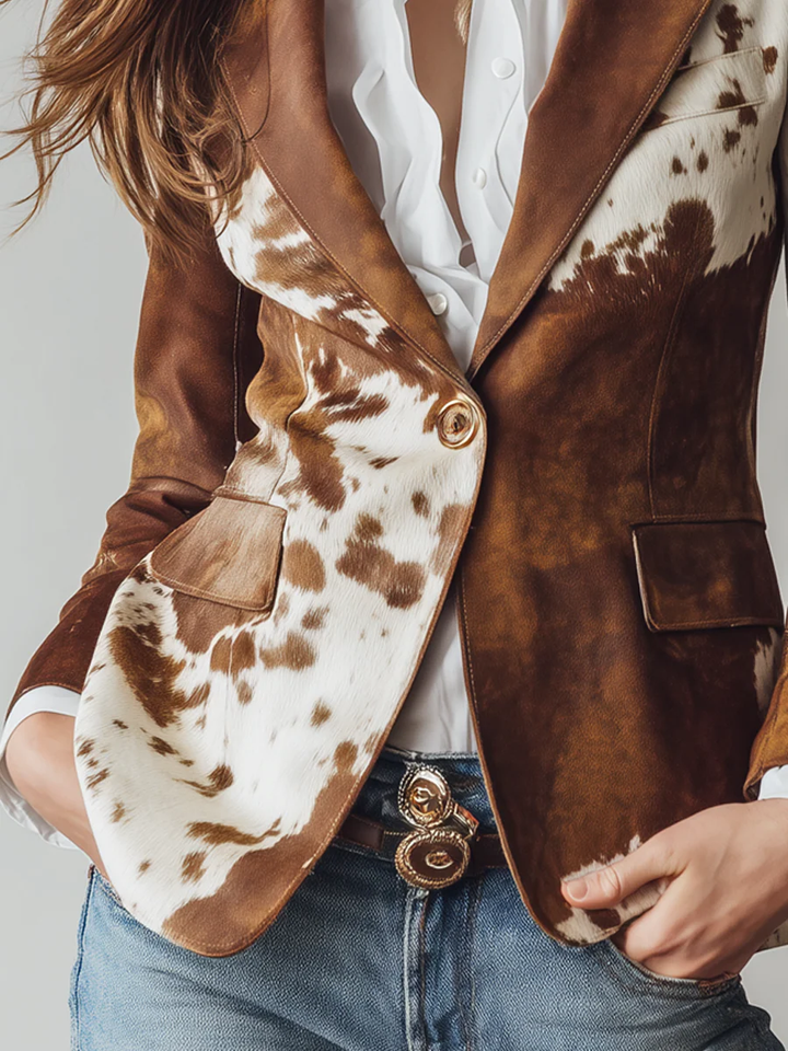 Herringbone-patterned blazer for women