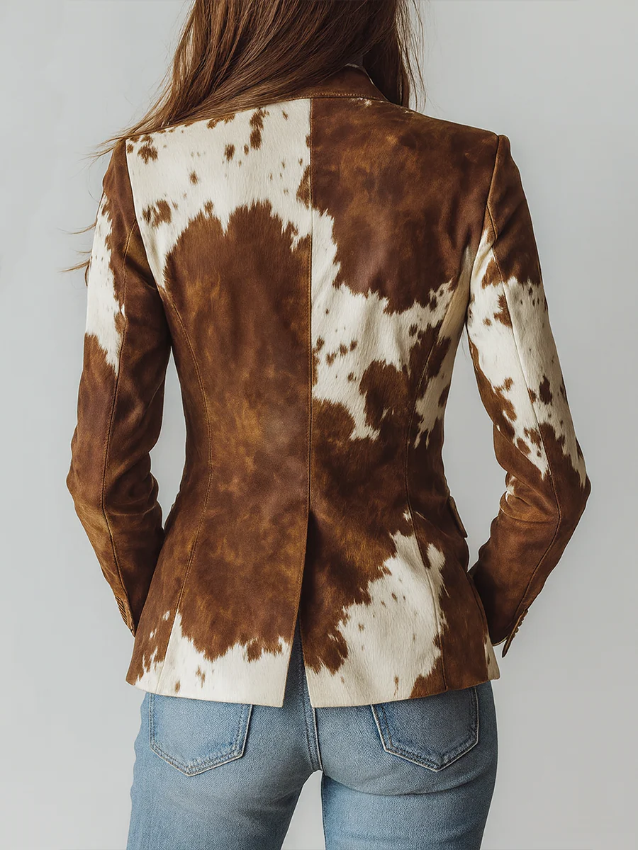 Herringbone-patterned blazer for women