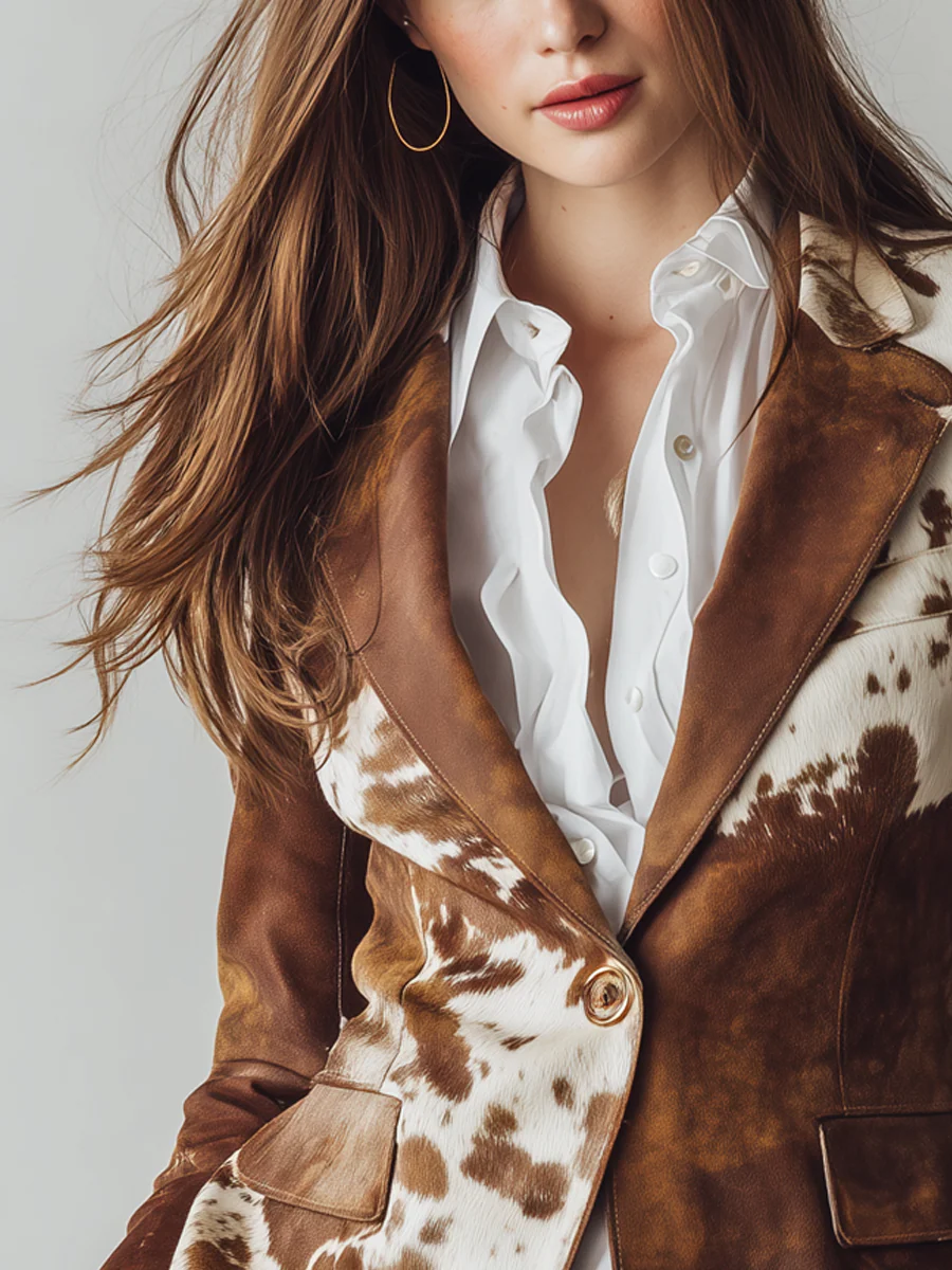 Herringbone-patterned blazer for women