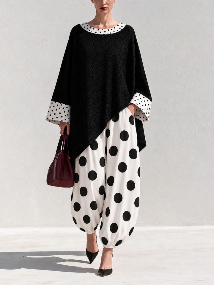 Two-Piece Set with Polka Dot Pattern for Women
