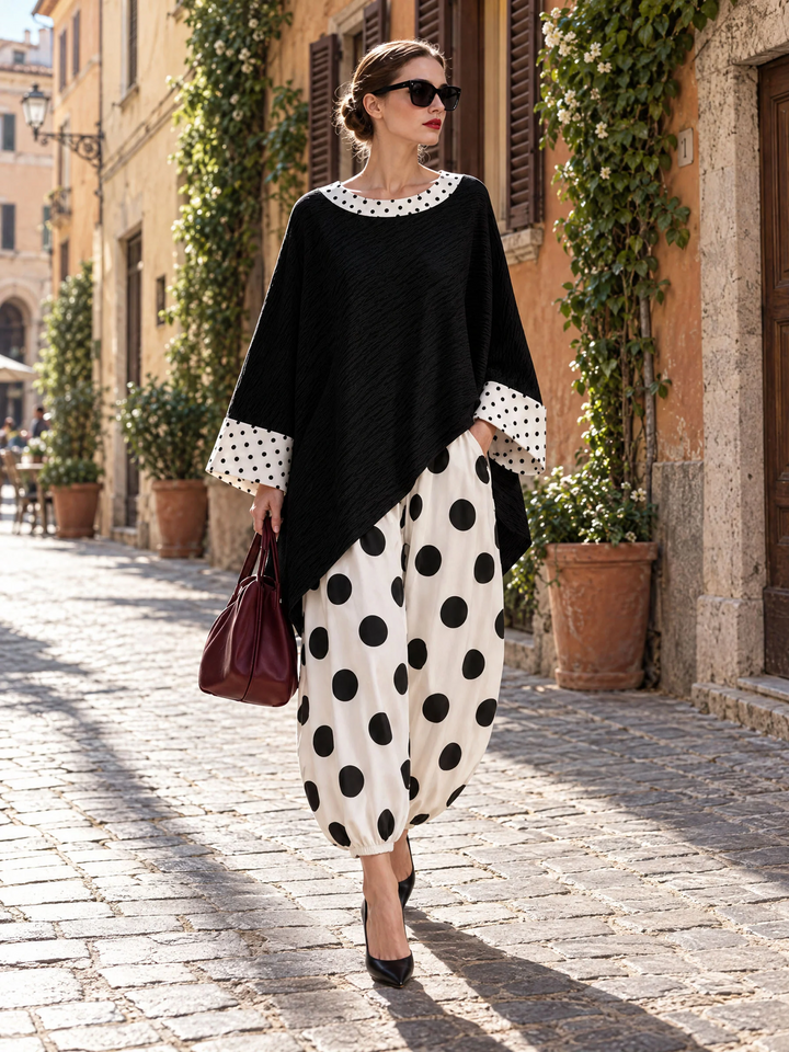 Two-Piece Set with Polka Dot Pattern for Women