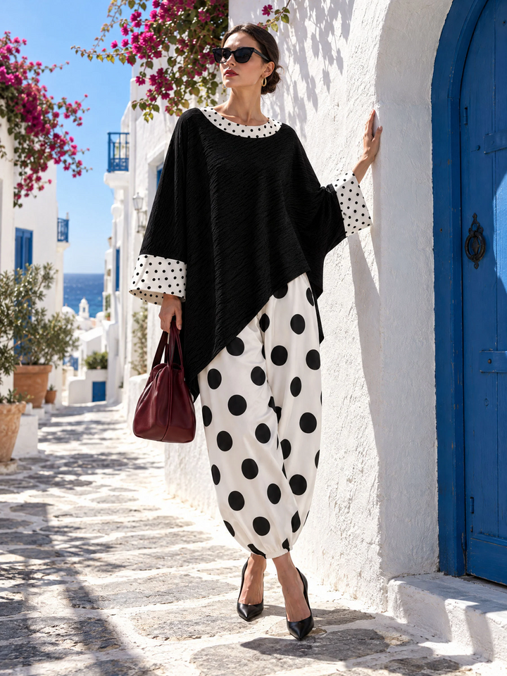 Two-Piece Set with Polka Dot Pattern for Women