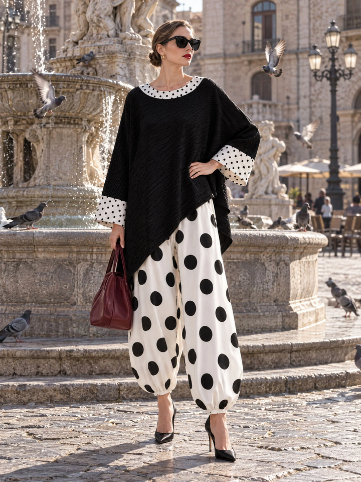 Two-Piece Set with Polka Dot Pattern for Women