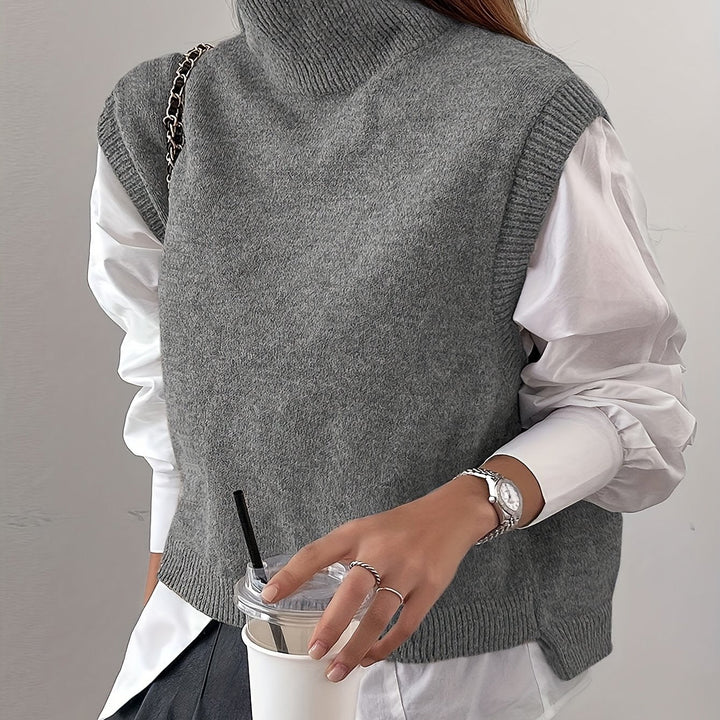 High-Neck Knit Vest for Women