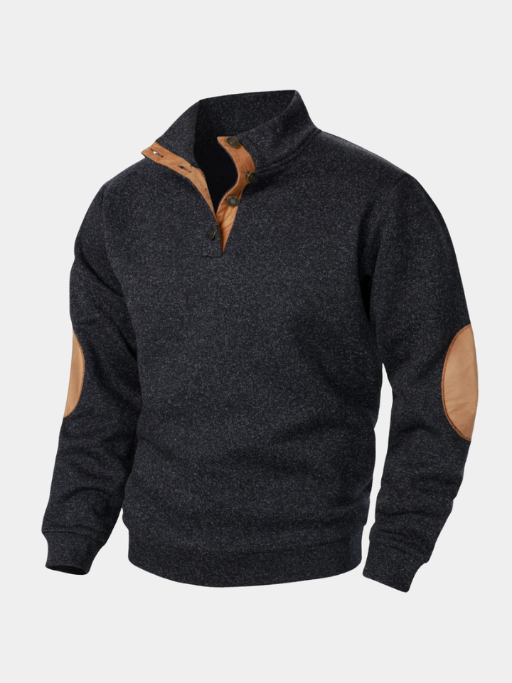 Standkrave sweatshirt med albuelapper